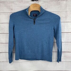 UNTUCKit Merino Wool‎ 1/4 Zip Pullover Mens Large Sweater Blue Knit